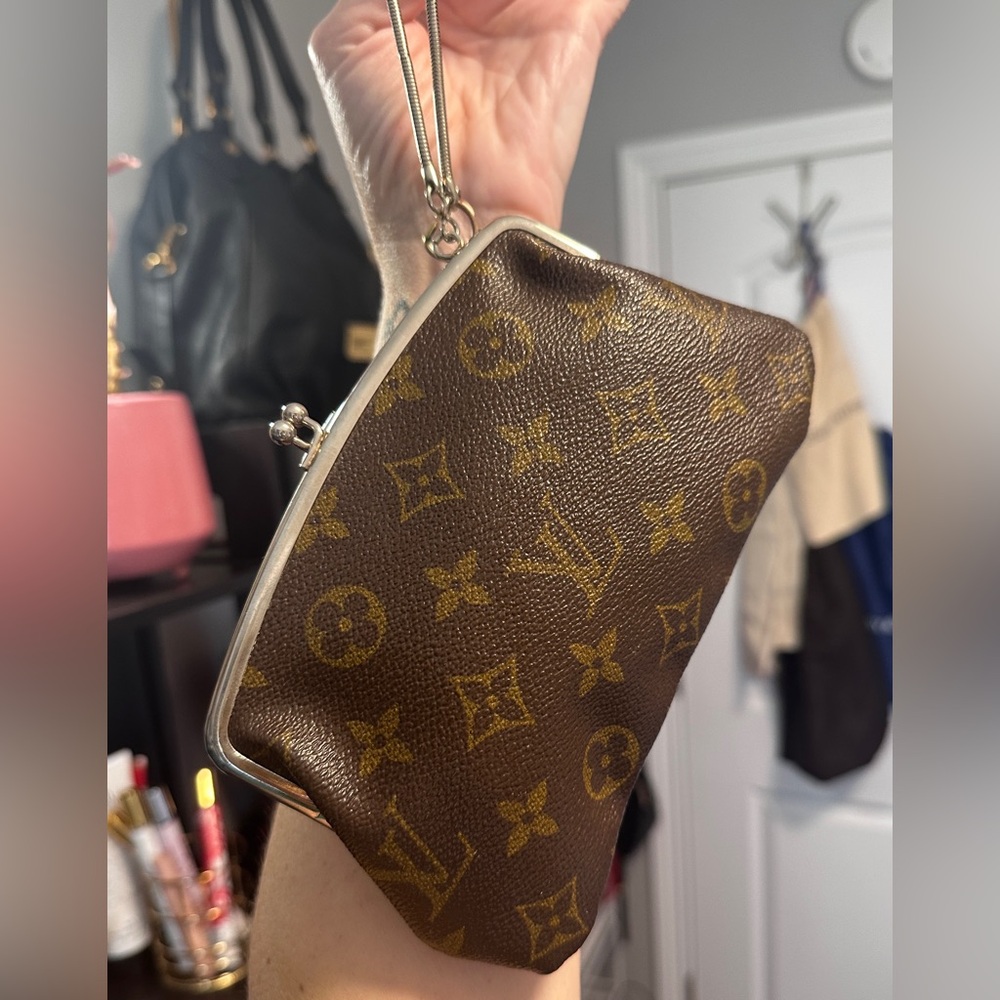 Louis Vuitton Brown and Gold Wristlet